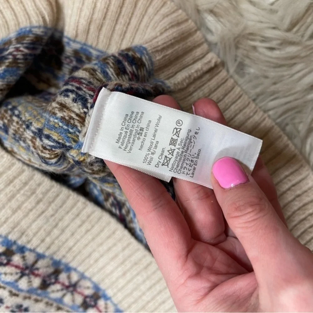 J. Crew Brushed Wool Fair‎ Isle V-Neck Sweater